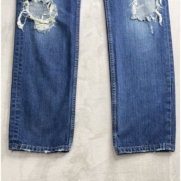 Levi’s 514 Jeans Men 32x34 (Actual 31x33) Blue Straight Distressed Whiskers - Picture 3 of 10